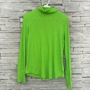 Gap Ribbed Turtleneck T-Shirt Tissue-weight Neon Green Size Medium